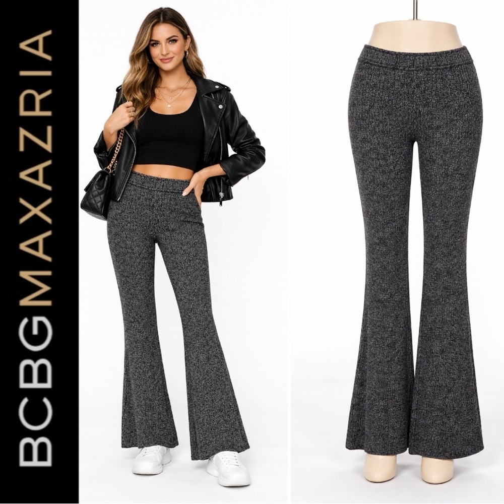 476 BCBGMAXAZRIA | NWOT $250 Charcoal Merino Wool Blend Knit Flare Pants (Sz XS)